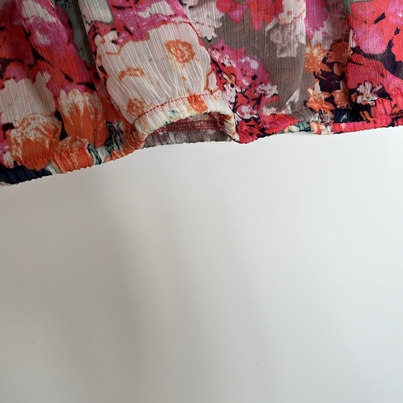 Anthropologie Figueroa & Flower Floral Multicolor Women's Semi Sheer Top Medium - Picture 5 of 8